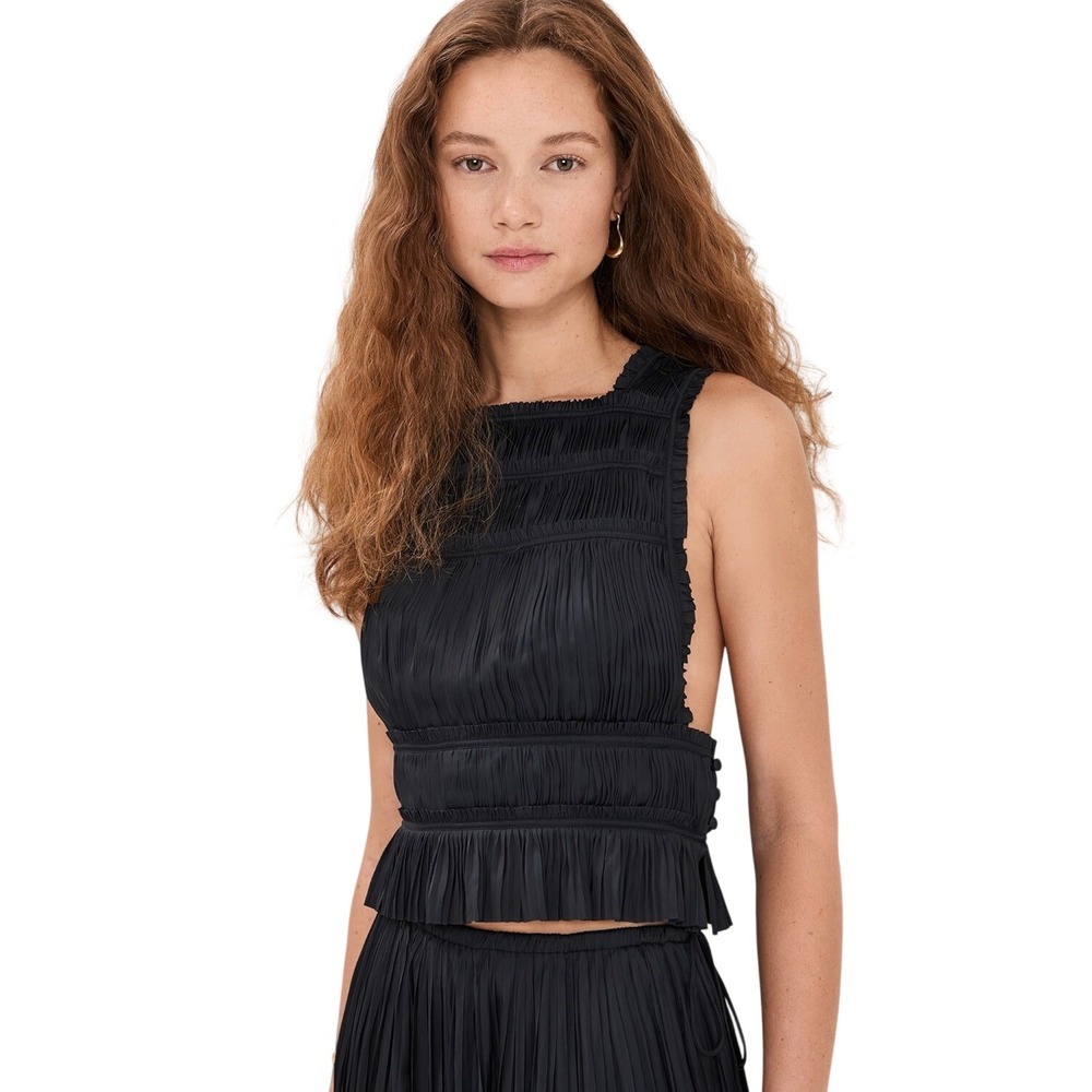 ULLA JOHNSON Ziva Top, Plisse Design, Sleeveless, Pleated, Size 0
